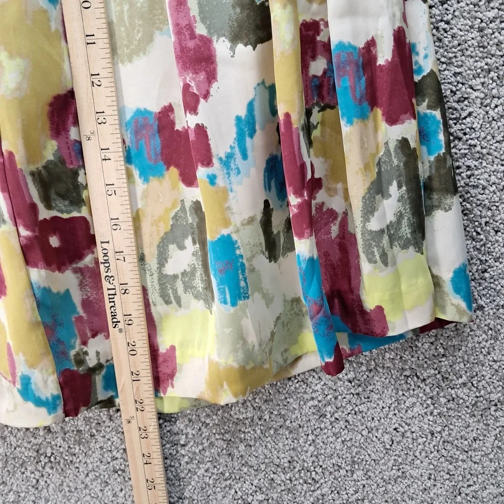 Relativity Womens 8P Abstract Brushstroke Pleated A-Line Skirt Multicolor Petite